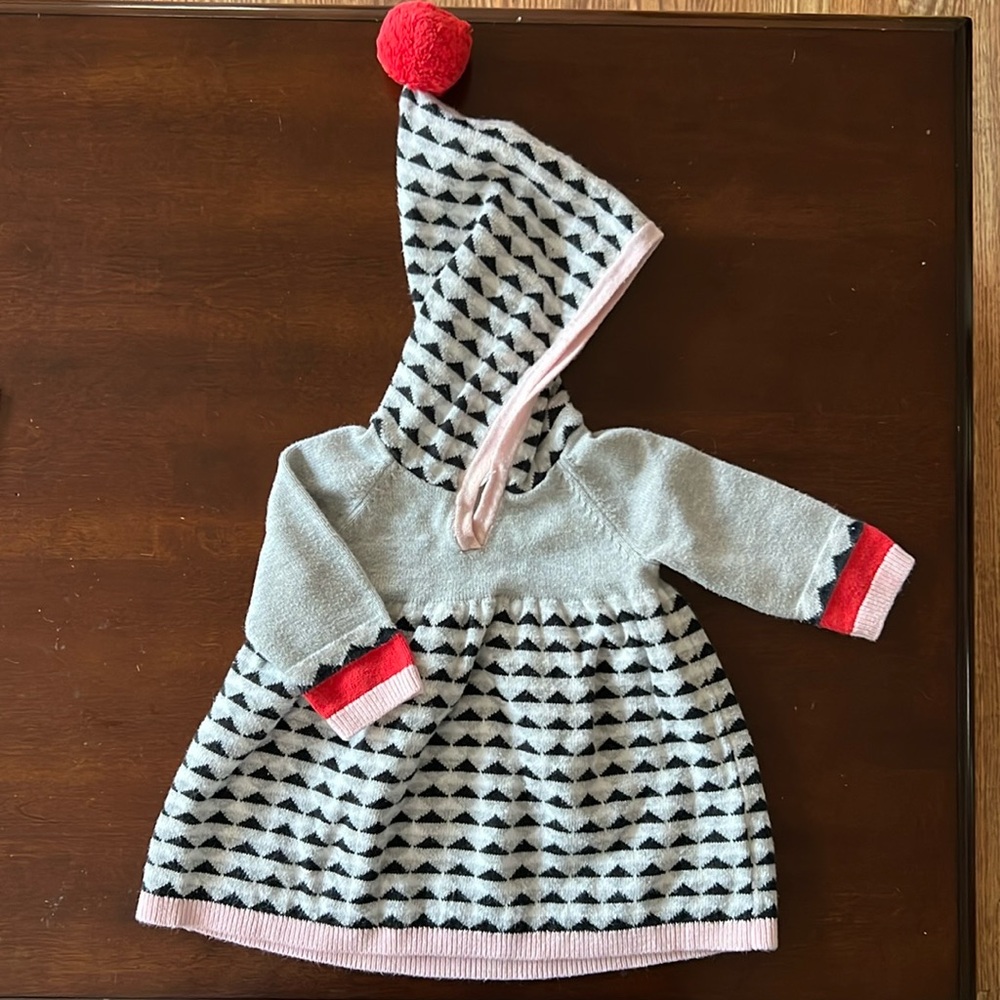 Nordstrom Baby Gray and Pink Patterned Sweater Dress